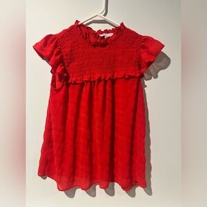 Rose + Olive Women’s Scarlett Ruffed Short Sleeve Blouse, Size Small